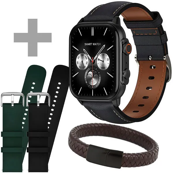 Relógio G-TiDE S5 Pro com Bluetooth - Preto + 2 Pulseiras