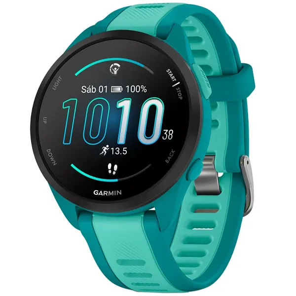 Relógio Garmin Forerunner 165 Music AMOLED 010-02863-32 com GPS Bluetooth - Verde Turquesa Aqua
