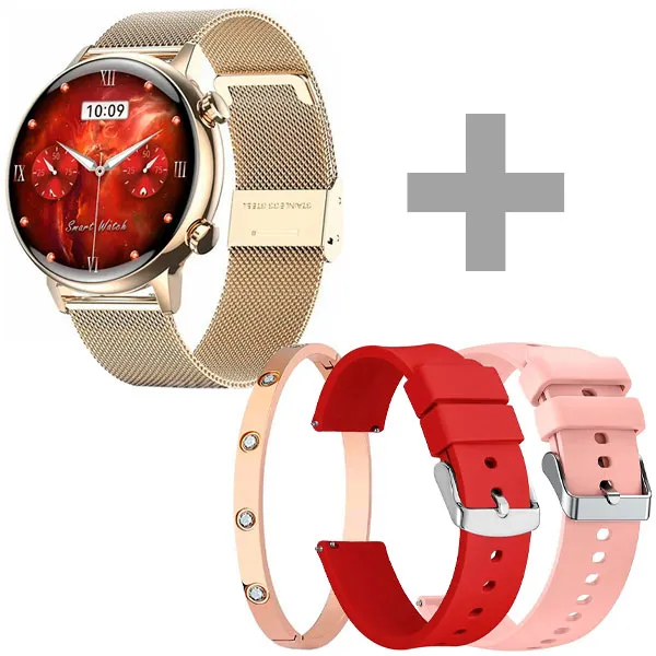 Relógio G-TiDE Romance Lady Time com Bluetooth - Dourado + 2 Pulseiras