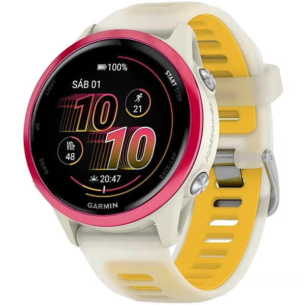 Relógio Garmin Forerunner 570 010-02970-02 42 mm com GPS Bluetooth - Branco Amarelo