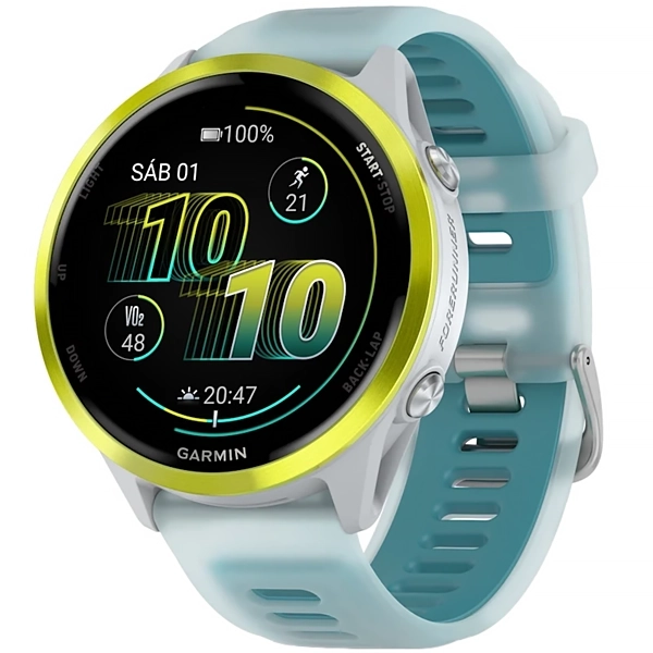 Relógio Garmin Forerunner 570 010-02971-01 47 mm com GPS Bluetooth - Translucent Whitestone Turquoise