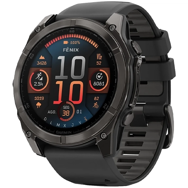Relógio Garmin Fenix 8 AMOLED Sapphire 010-02905-21 51 mm com GPS Wi-Fi - Cinza Preto
