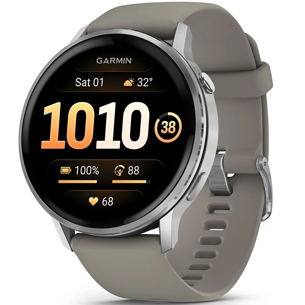 Relógio Garmin Venu 4 010-03014-01 45mm com GPS Wi-Fi - Prata Cinza