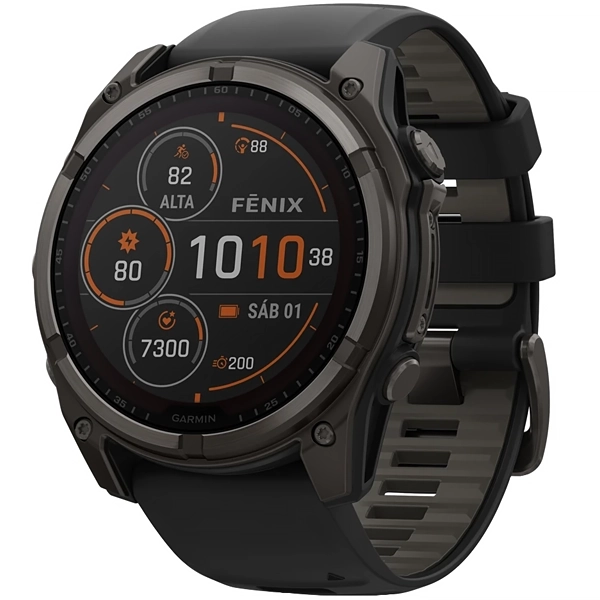 Relógio Garmin Fenix 8 SOLAR Sapphire 010-02907-11 51 mm com GPS Wi-Fi - Cinza