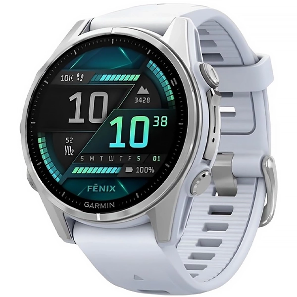 Relógio Garmin Fenix 8 AMOLED 010-02903-00 43 mm com GPS Wi-Fi - Silver Whitestone