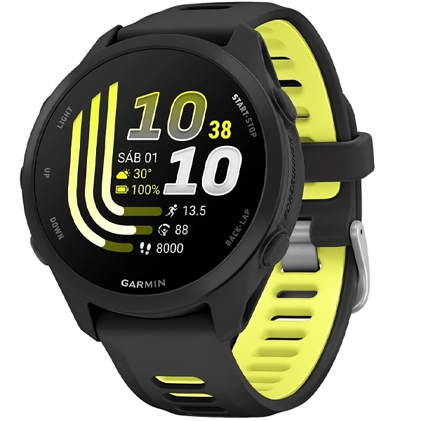 Relógio Garmin Forerunner 170 Music AMOLED 010-03920-10 43 mm com GPS Bluetooth - Black Amp Yellow