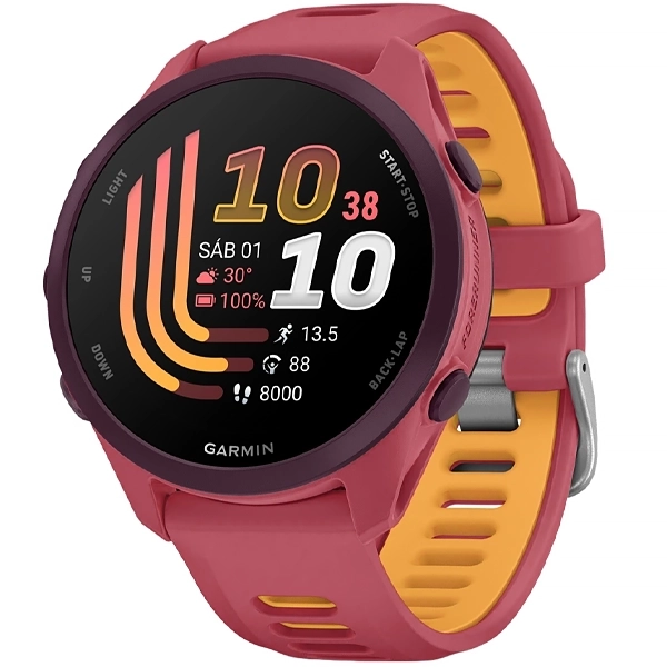 Relógio Garmin Forerunner 170 Music AMOLED 010-03920-13 43 mm com GPS Bluetooth - Red Pink Mango